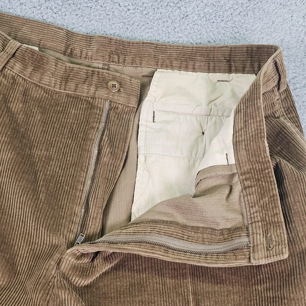 Jos. A. Bank Dress Pants Mens 42x29 Brown Colorfast Corduroys Pleated Cuffed